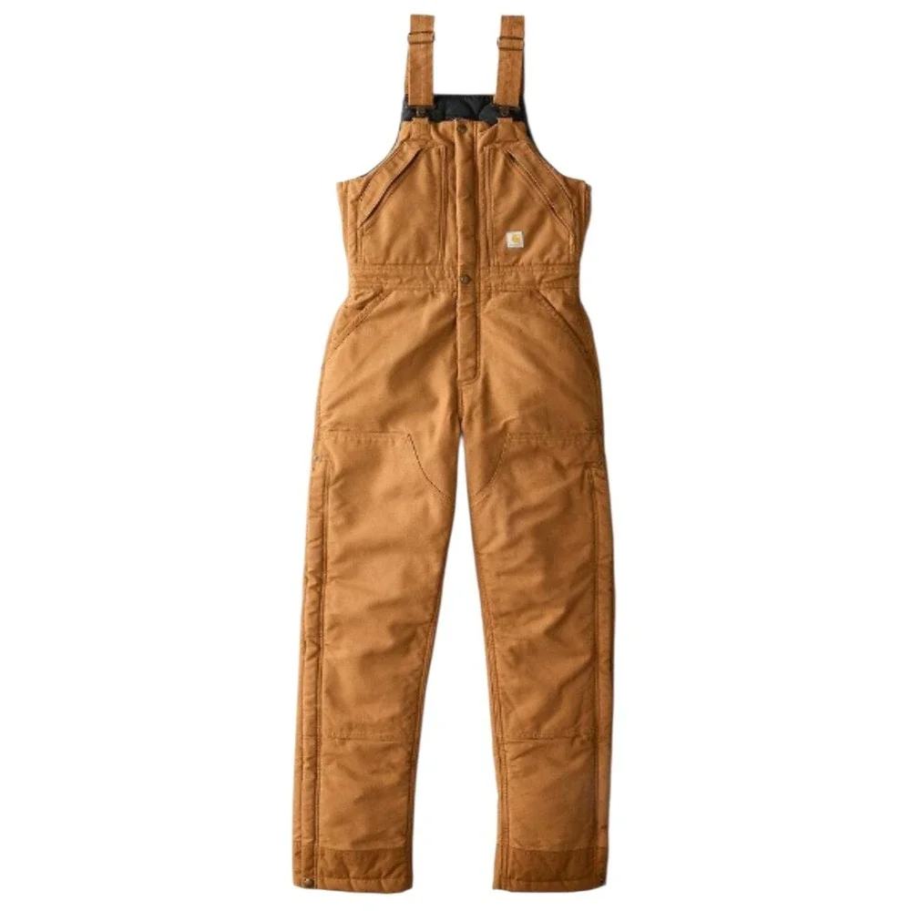 Carhartt Insulated Bib Overalls Women XXL Brown Washed Duck Loose Fit 104694 NEW